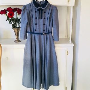 Blue Double Breasted Dress-1930’s Vintage Style!